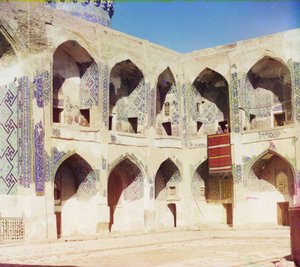 内部Shir-Darモスク、サマルカンド、1905-1915 作： Sergey Prokudin Gorsky